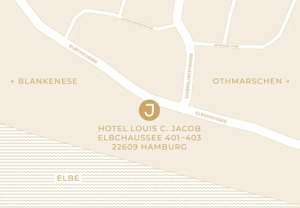 Stilisierte Karte, die die Lage des Hotels zeigt.